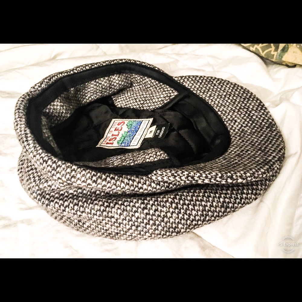 Vintage grey wool blend newsboy cap